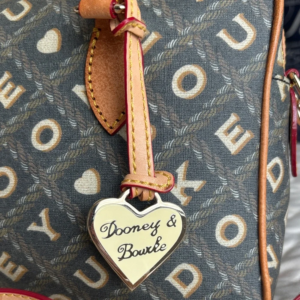 Dooney & Bourke Gray and Tan Logo Satchel